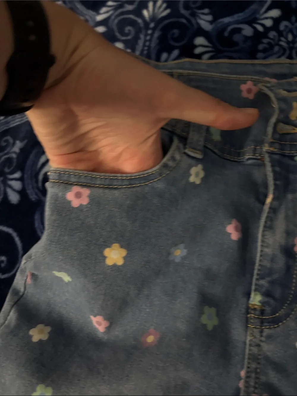 Girls' Floral Denim Jeans and Gray Leggings Set No Boundaries